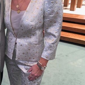 Trina Turk White and Gold Floral Blazer
